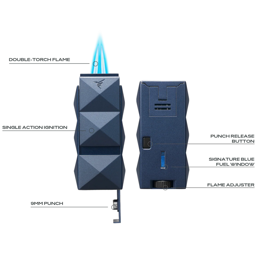 Colibri Quasar II Blue Cigar Lighter with Punch Cutter