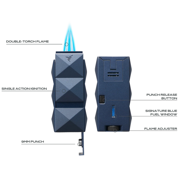 Colibri Quasar II Blue Cigar Lighter with Punch Cutter
