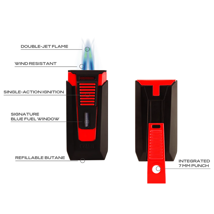 Colibri Slide Gunmetal &amp; Black Cigar Lighter features