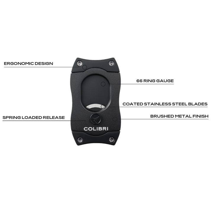 Colibri Straight Black &amp; Black Cigar Cutter