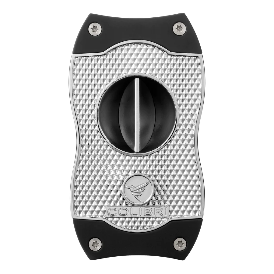 Colibri V Cut Diamond Chrome &amp; Black Cigar Cutter