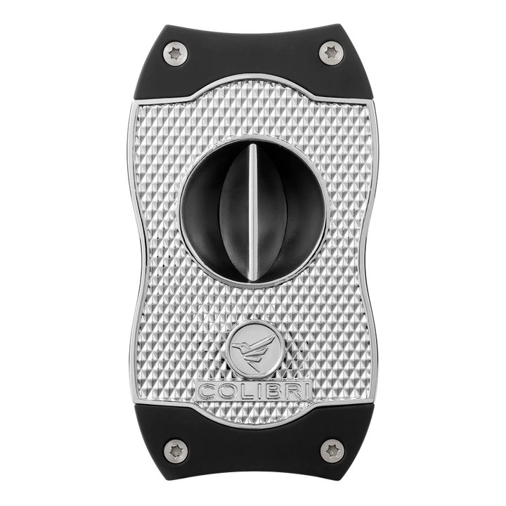 Colibri V Cut Diamond Chrome &amp; Black Cigar Cutter