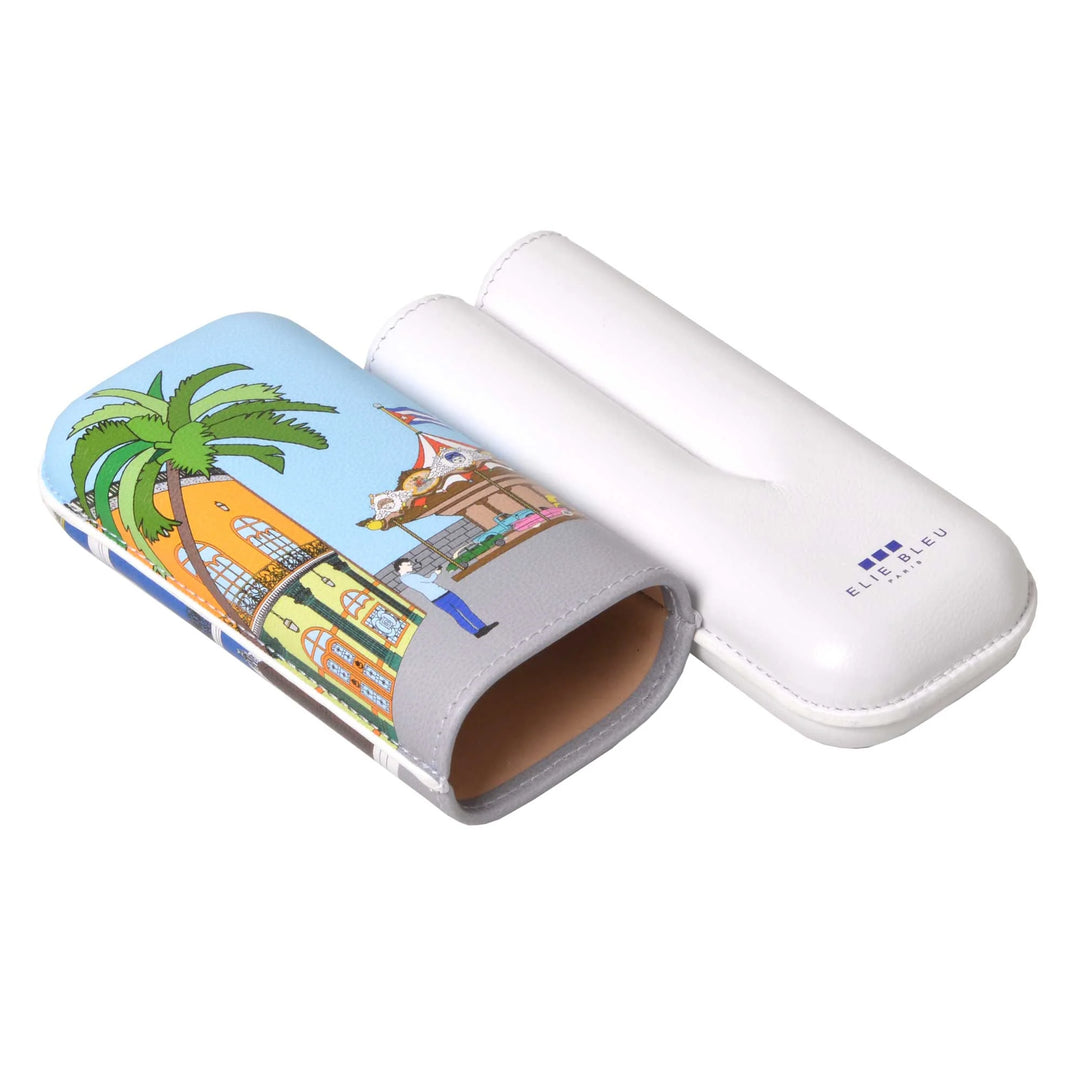 Elie Bleu Casa Cubana Carousel Leather Cigar Case (2 Cigars)