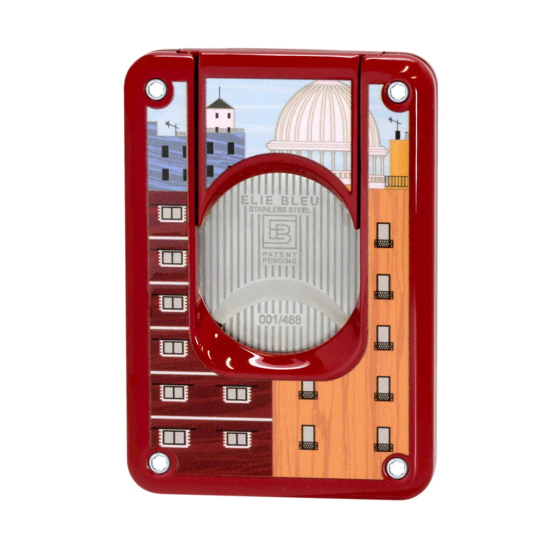 Elie Bleu Cigar Cutter "Casa Cubana Capitol" Red