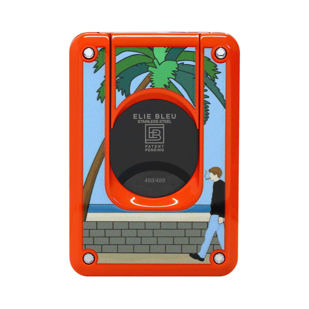 Elie Bleu Cigar Cutter "Casa Cubana" Orange lacquer