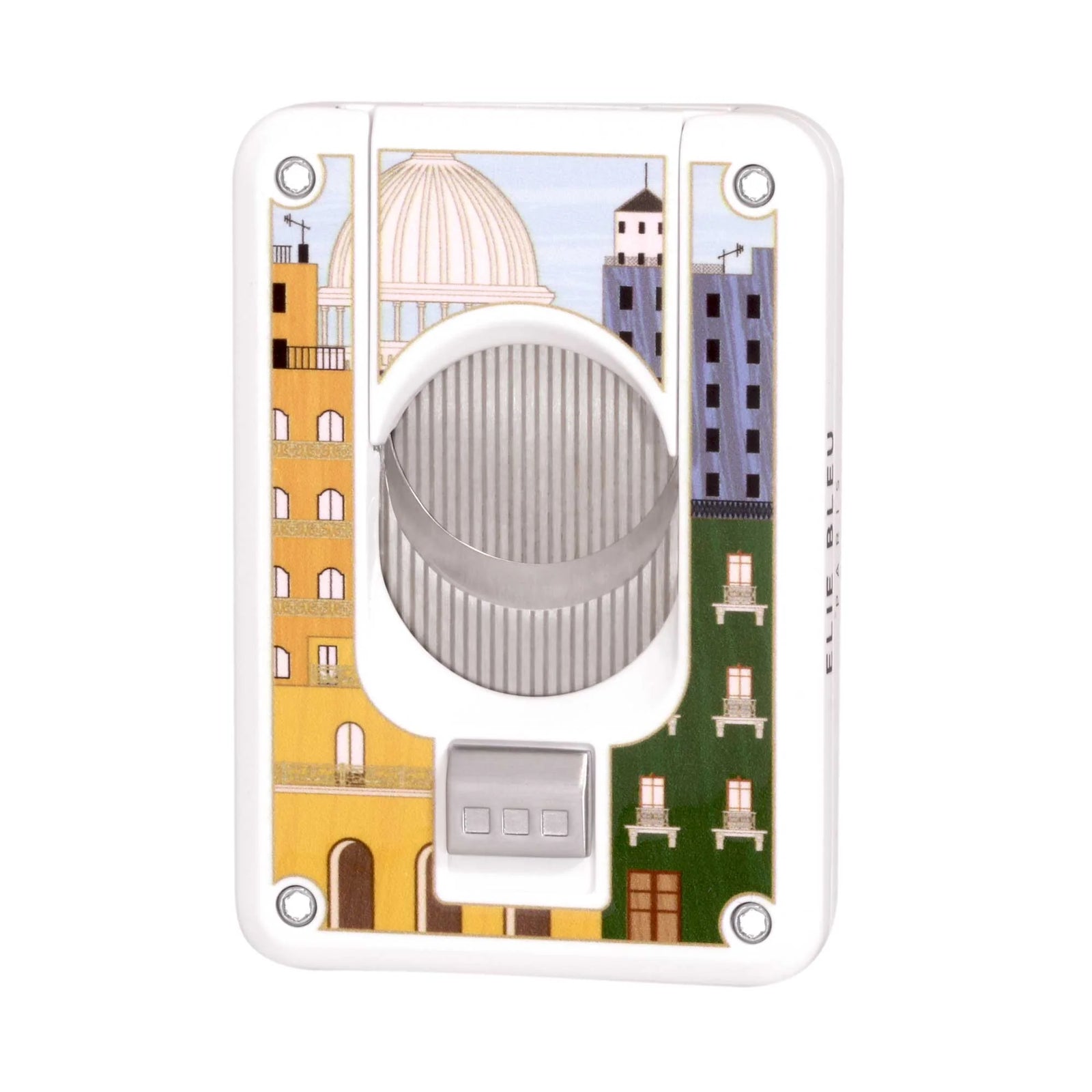 Elie Bleu Cigar Cutter "Casa Cubana Capitol" White