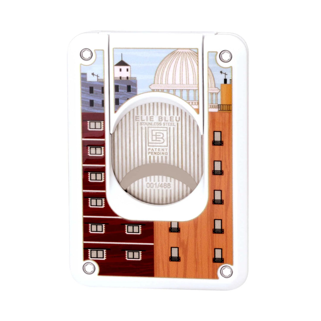 Elie Bleu Cigar Cutter "Casa Cubana Capitol" White