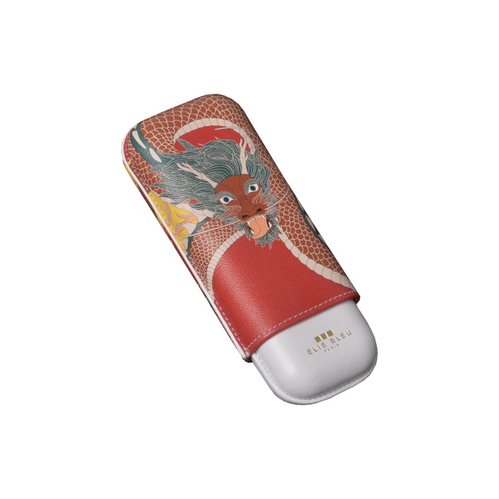 Elie Bleu Dragon Leather Cigar Case (2 Cigars)