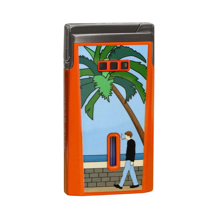 Elie Bleu J-15 Cigar Lighter Casa Cubana Orange Lacquer Gunmetal
