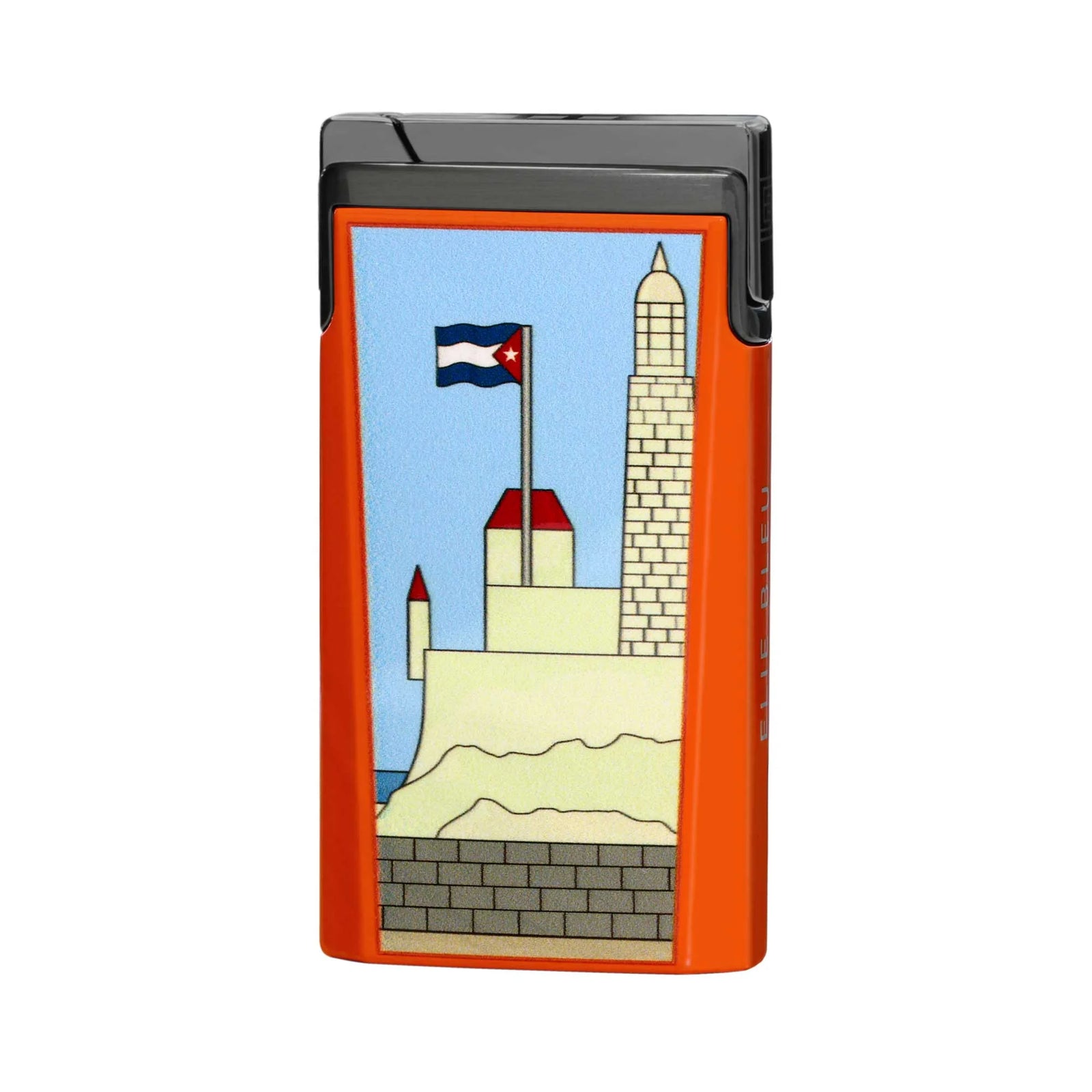 Elie Bleu J-15 Cigar Lighter Casa Cubana Orange Lacquer Gunmetal