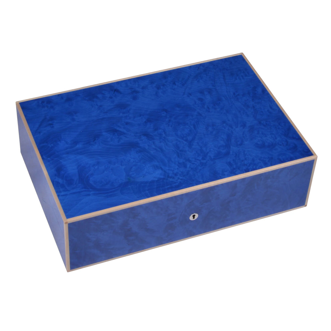Elie Bleu Wooden Cigar Humidor Blue Madrona - (110 Cigars)