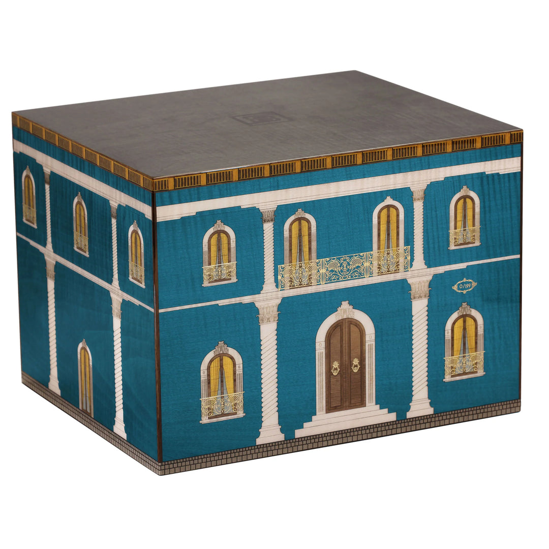 Elie Bleu Wooden Cigar Humidor "Casa Cubana" Blue Palace (110 Cigars)
