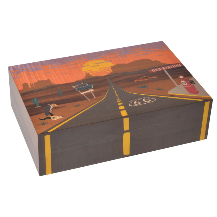 Elie Bleu Wooden Cigar Humidor "Route 66" Twilight (110 cigars)