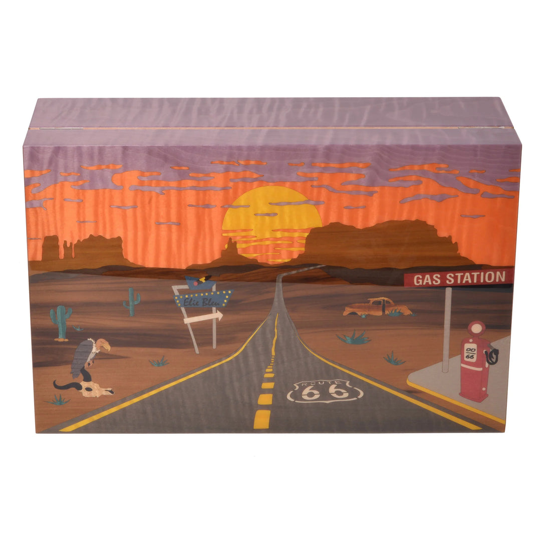 Elie Bleu Wooden Cigar Humidor "Route 66" Twilight (110 cigars)