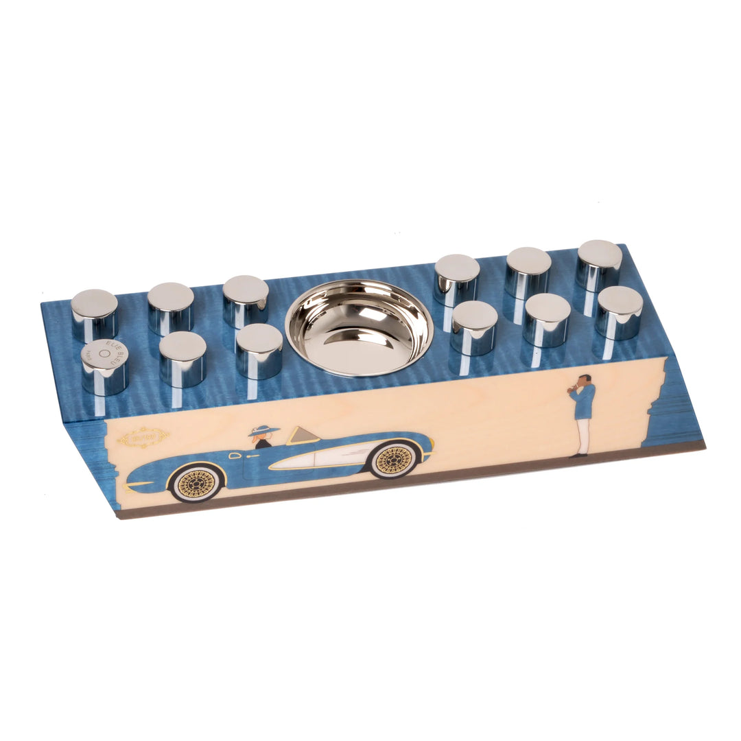 Elie Bleu Casa Cubana Carros Americanos Blue Cigar Ashtray