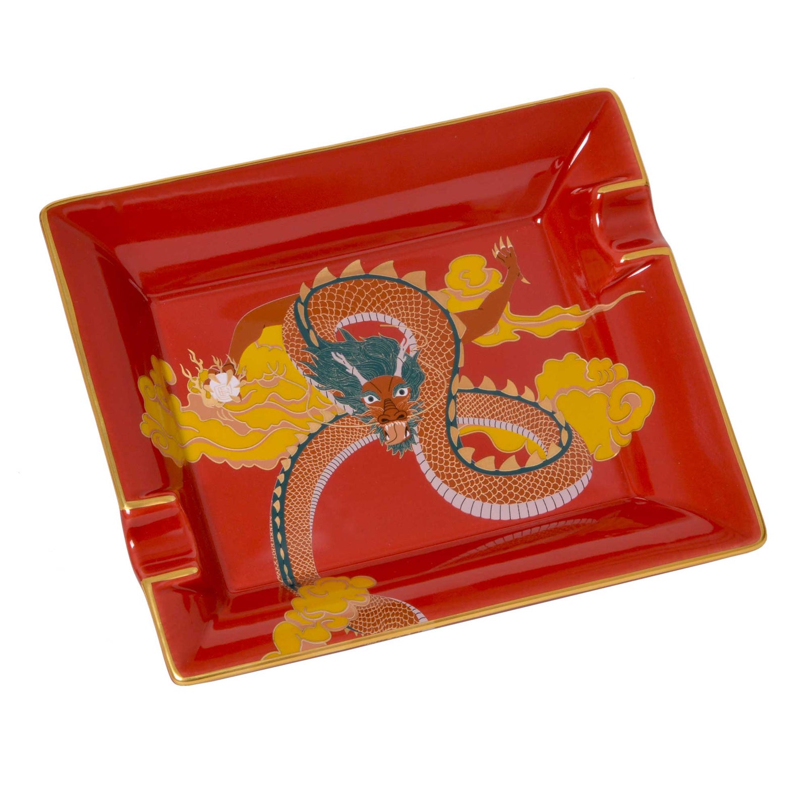 Elie Bleu Porcelain Cigar Ashtray "Dragon" - 2 Cigars