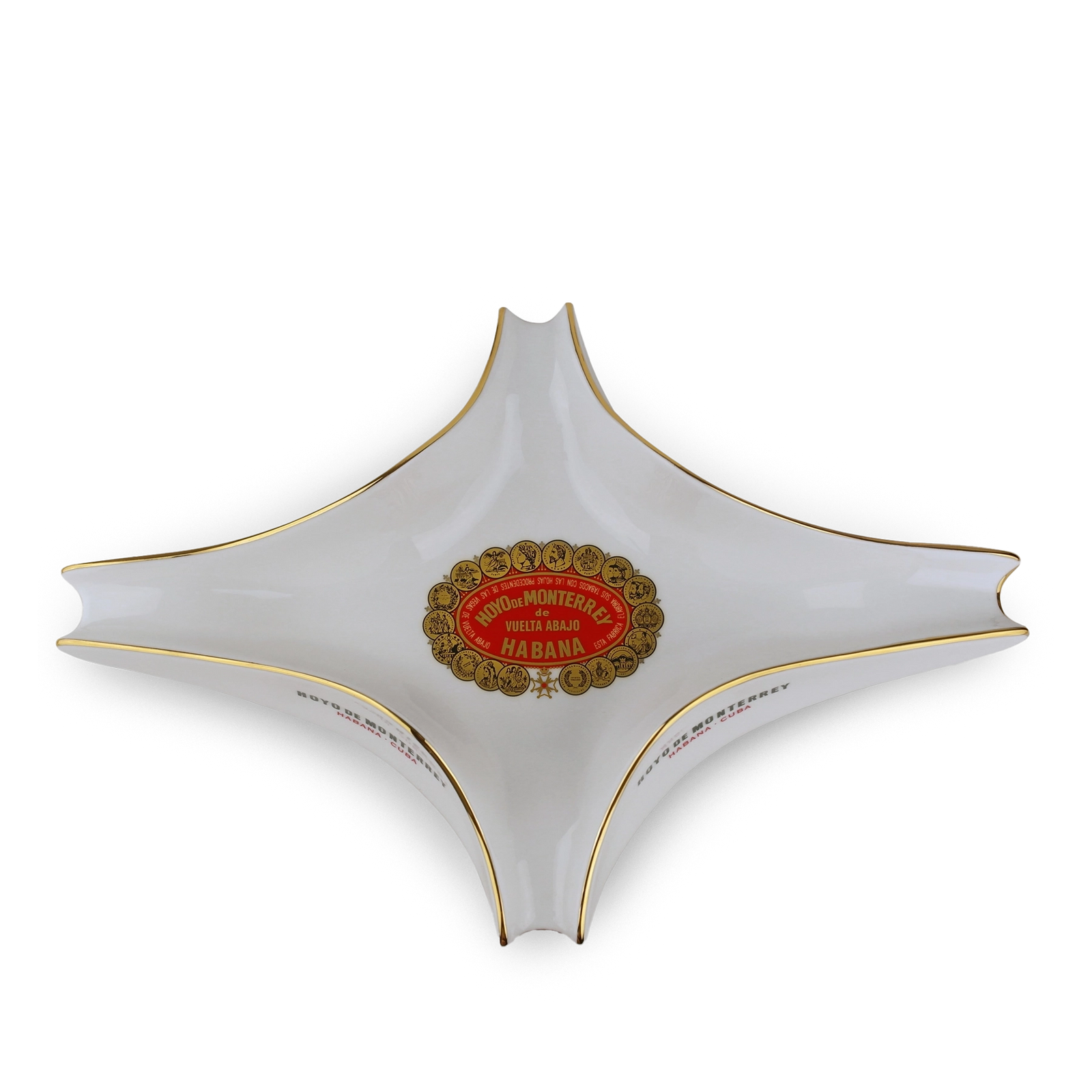 Hoyo de Monterrey porcelain cigar ashtray for 4 cigars
White porcelain ashtray with Hoyo de Monterrey emblem
Luxury Hoyo de Monterrey cigar ashtray
Premium 4 cigar porcelain ashtray
Hoyo de Monterrey collector cigar accessory