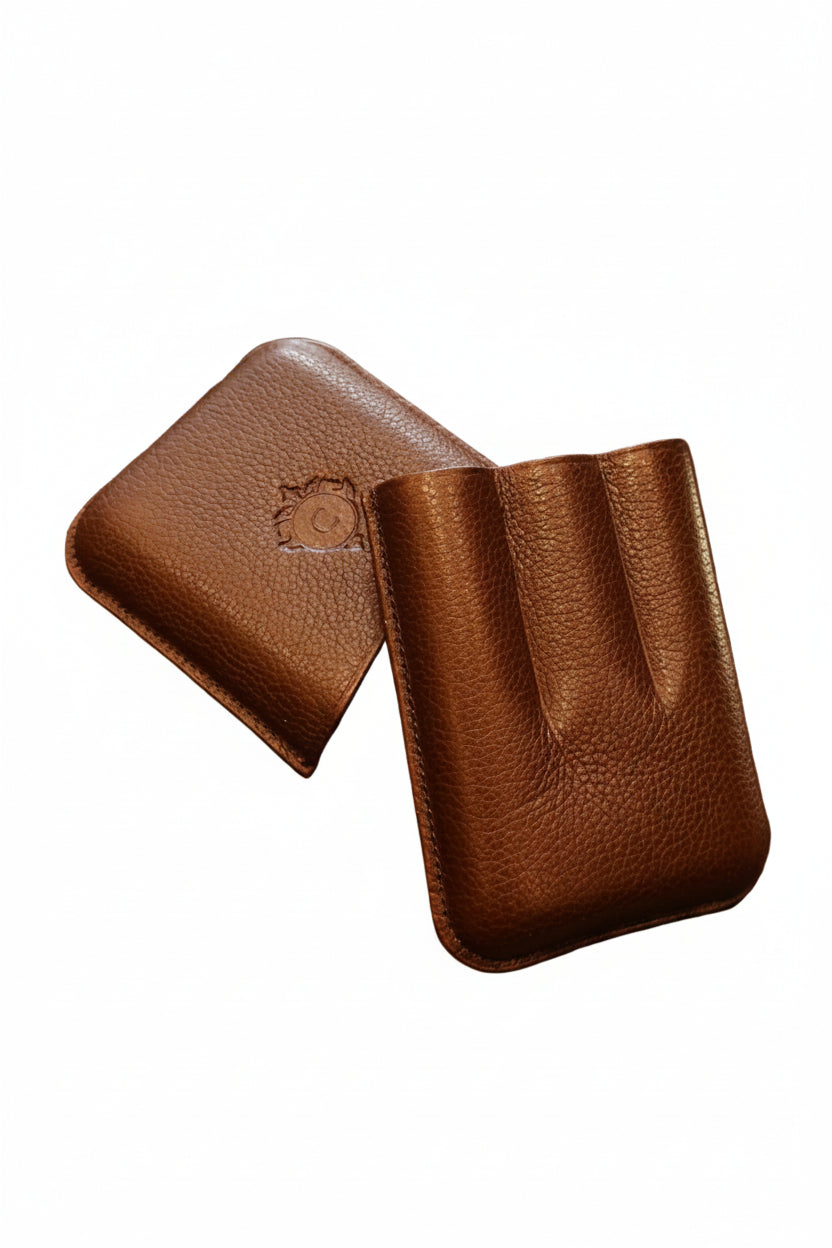Cartujano Leather Pocket 3 Cigar Brown