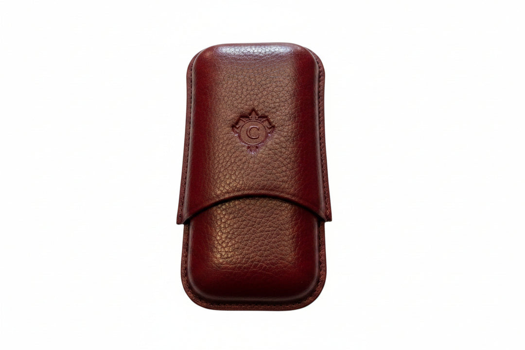 Cartujano Leather Pocket 2 Cigar Case Burgundy