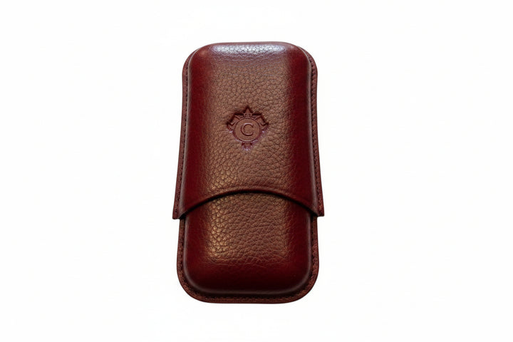 Cartujano Leather Pocket 2 Cigar Case Burgundy