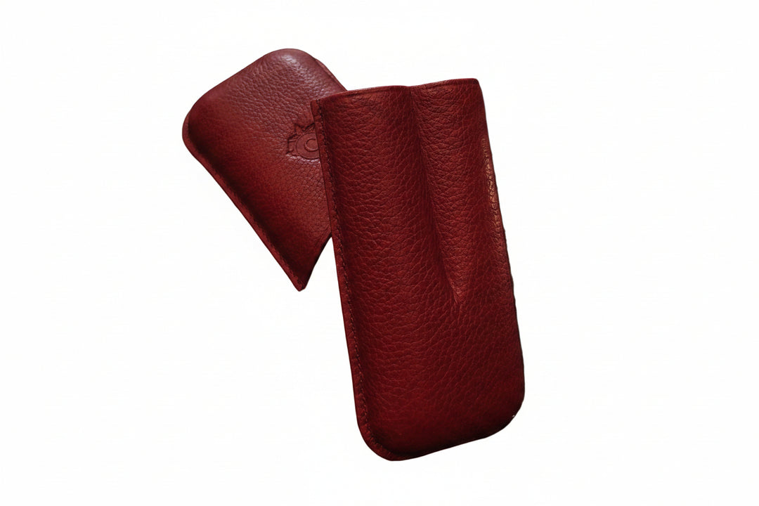 Cartujano Leather Pocket 2 Cigar Case Burgundy