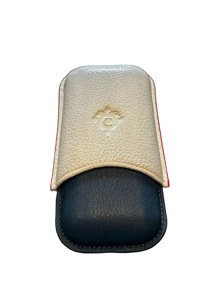 Cartujano Leather Pocket 2 Cigar Case White Top &amp; Blue Bottom