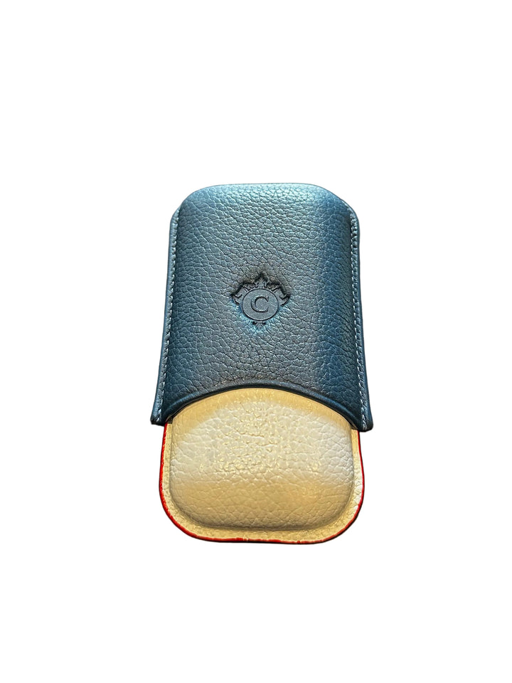 Cartujano Leather Pocket 2 Cigar Case Blue Top &amp; White Bottom
