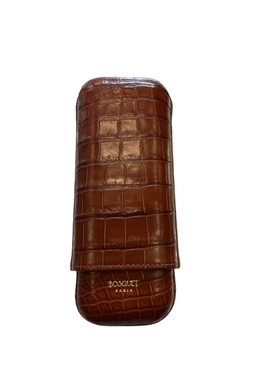 Bosquet Paris Genuine Crocodile Leather Cigar Case Brown Rectangular - 2 Finger