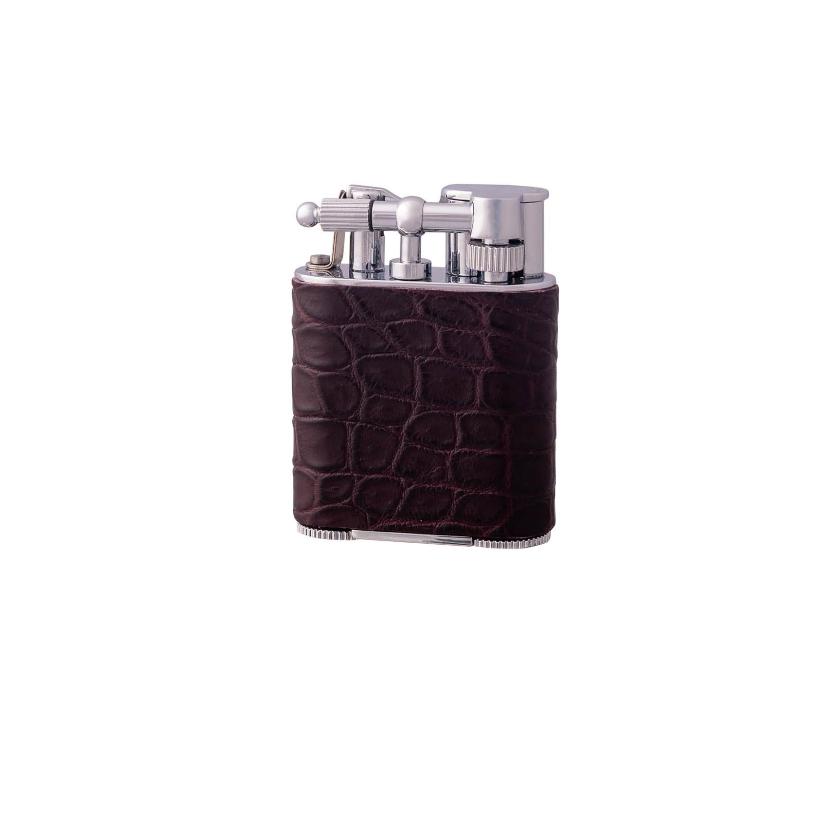 J Cure London Cigar Lighter Croc Dark Brown