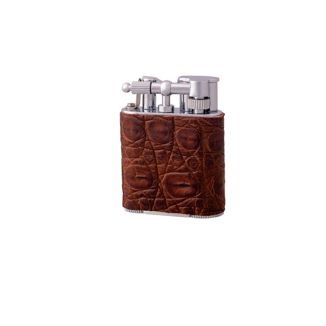 J Cure London Cigar Pocket Lighter Crocodile Skin Tanned