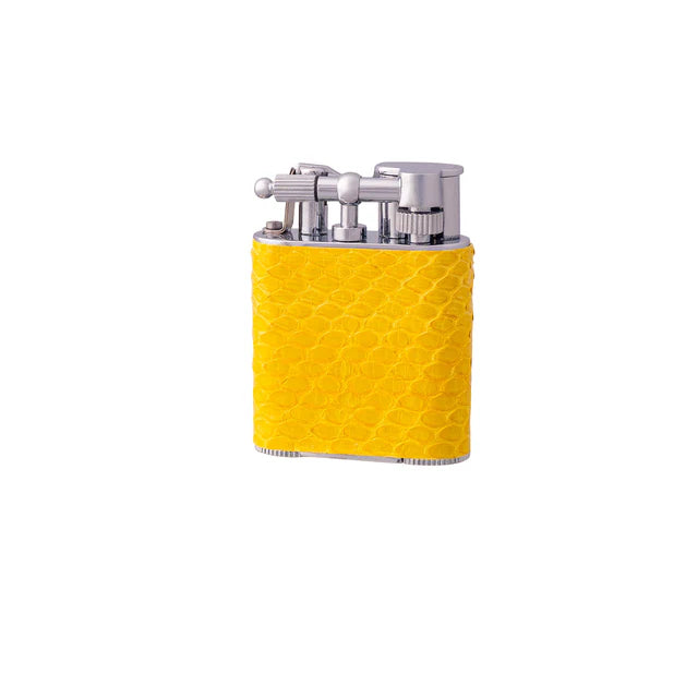 J Cure London Yellow Cigar Pocket Lighter Python Skin