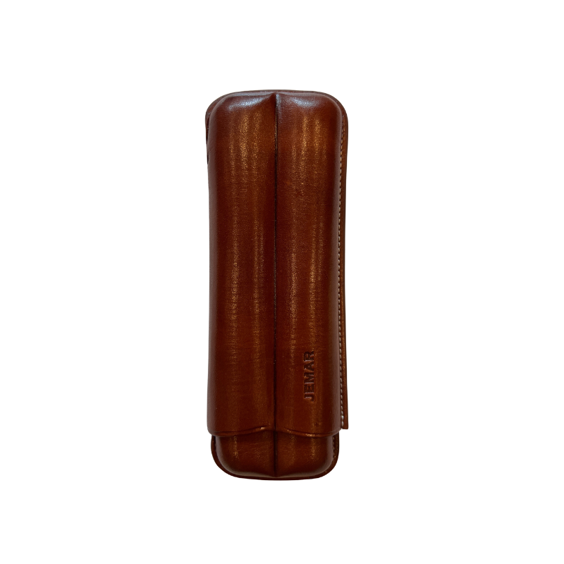 Jemar Leather Cigar Case 2 Fingers Dark Brown