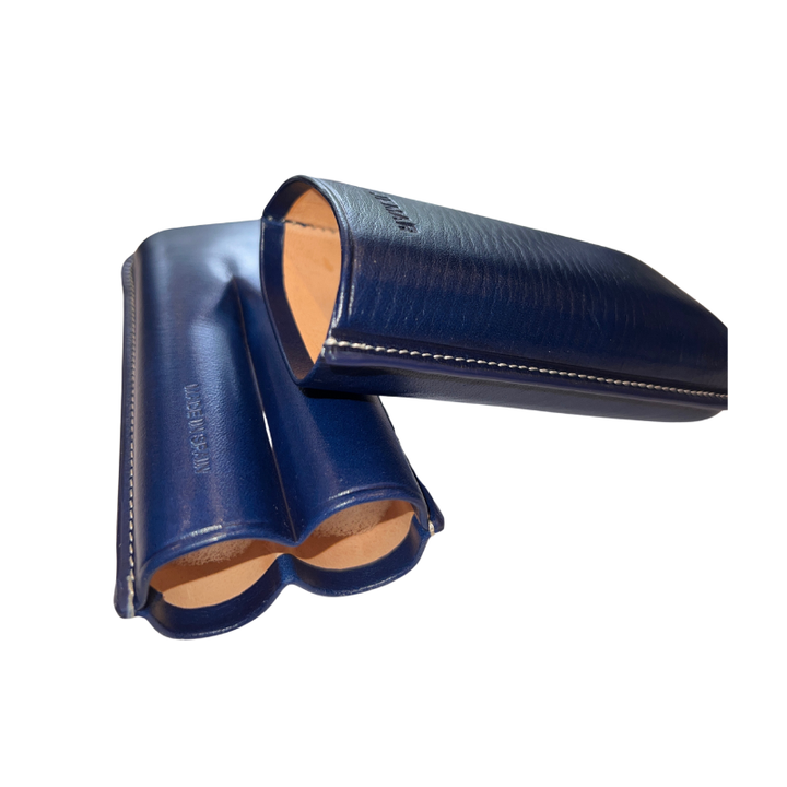 Jemar Leather Cigar Case 2 Fingers Robusto Dark Blue