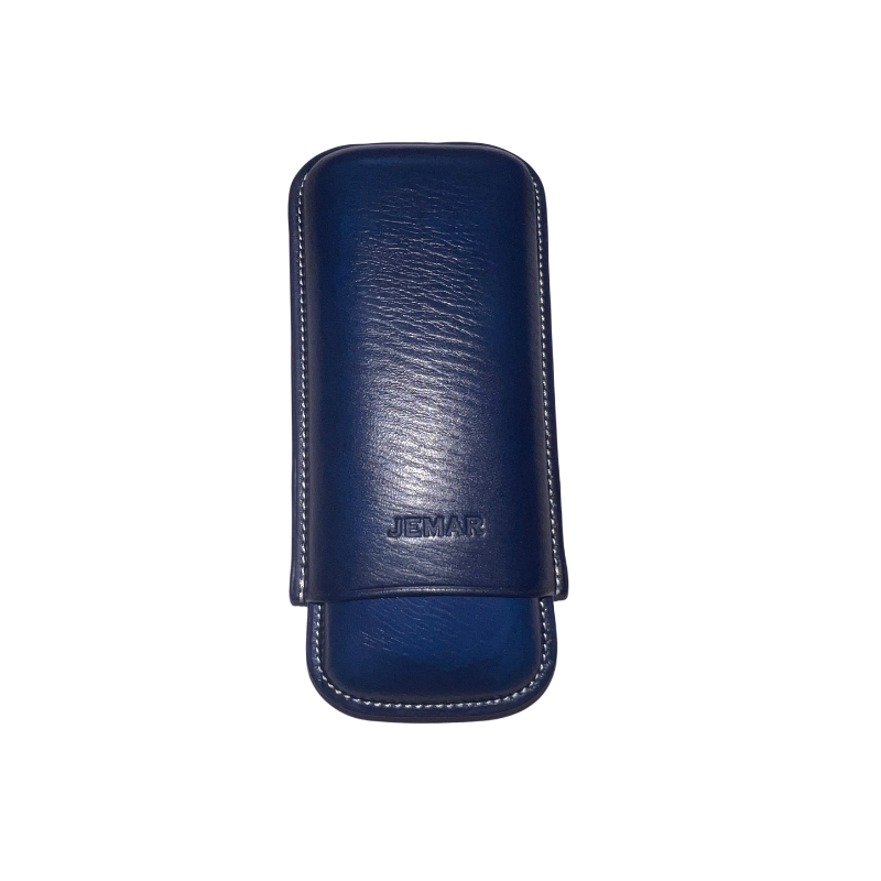 Jemar Leather Cigar Case 2 Fingers Robusto Dark Blue