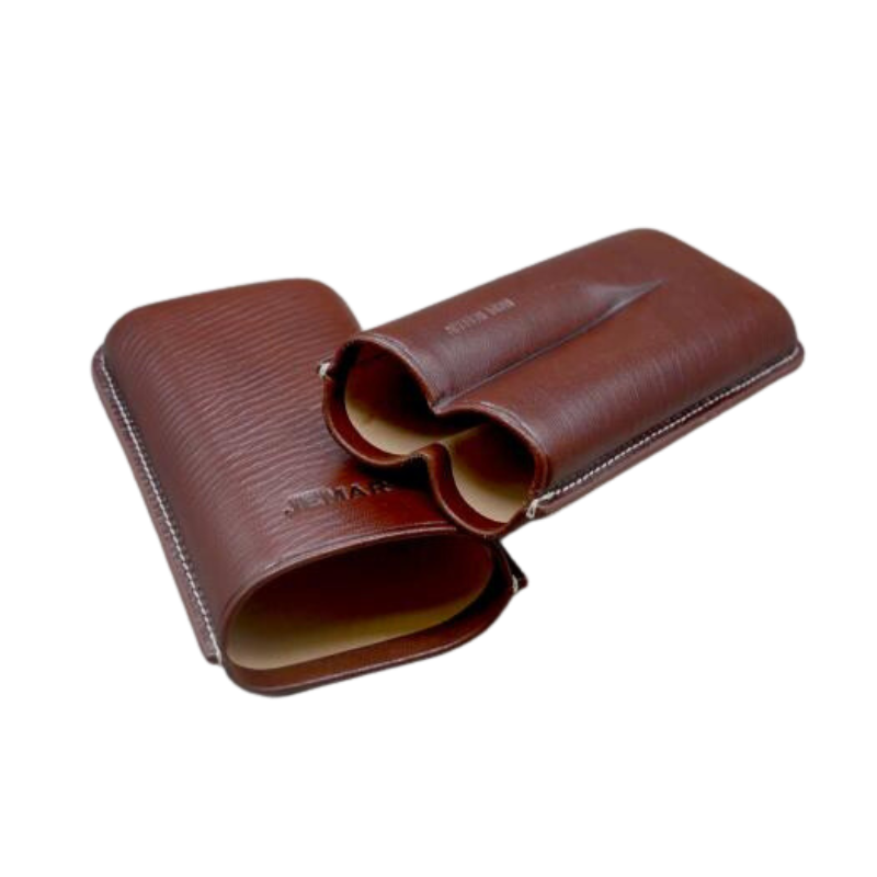 Jemar Leather Cigar Case 2 Fingers Robusto Dark Brown