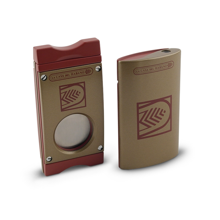 La Casa del Habano cigar cutter and lighter set
Premium torch lighter and cigar cutter set
Stainless steel and bronze cigar accessories
Luxury La Casa del Habano gift set
Cigar accessory set for enthusiasts and collectors