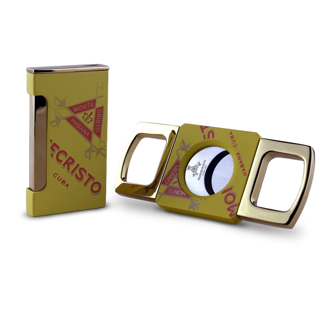 Montecristo cigar cutter and lighter set
DKI cigar accessory set with torch lighter
Stainless steel double blade cigar cutter
Premium Montecristo cigar gift set
Luxury cigar accessories in stainless steel and bronze
