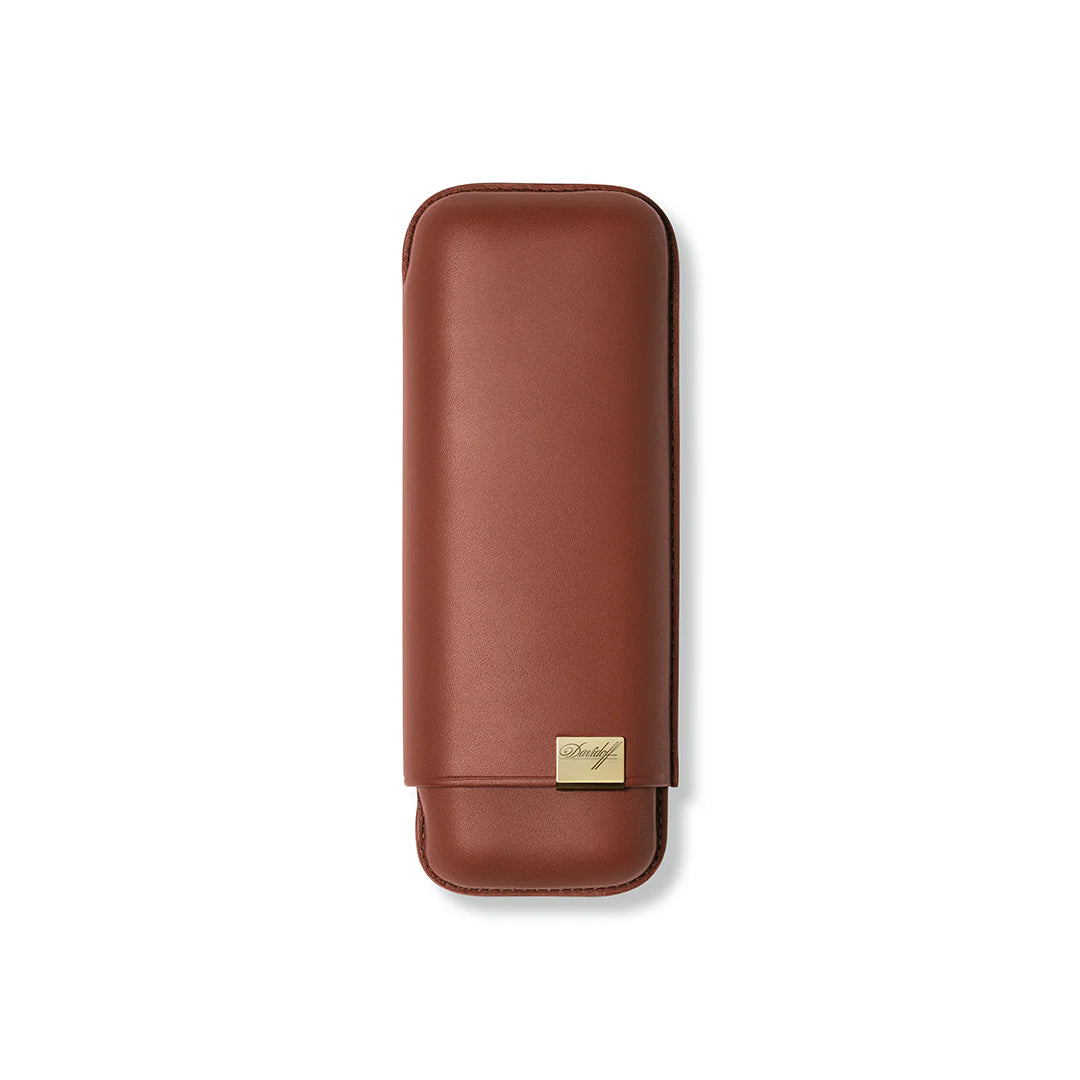 Davidoff Leather Cigar Case Brown Gold