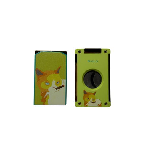 PCC Siglo Cat Lighter &amp; Cutter Set Yellow &amp; Green