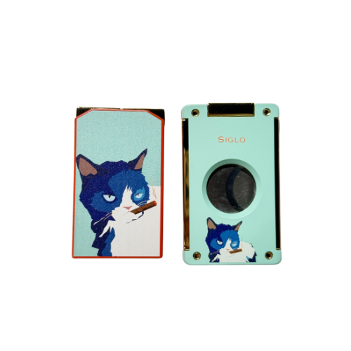 PCC Siglo Cat Lighter &amp; Cutter Set Blue &amp; Red