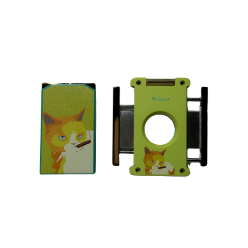 PCC Siglo Cat Lighter &amp; Cutter Set Yellow &amp; Green