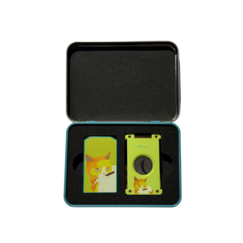 PCC Siglo Cat Lighter &amp; Cutter Set Yellow &amp; Green