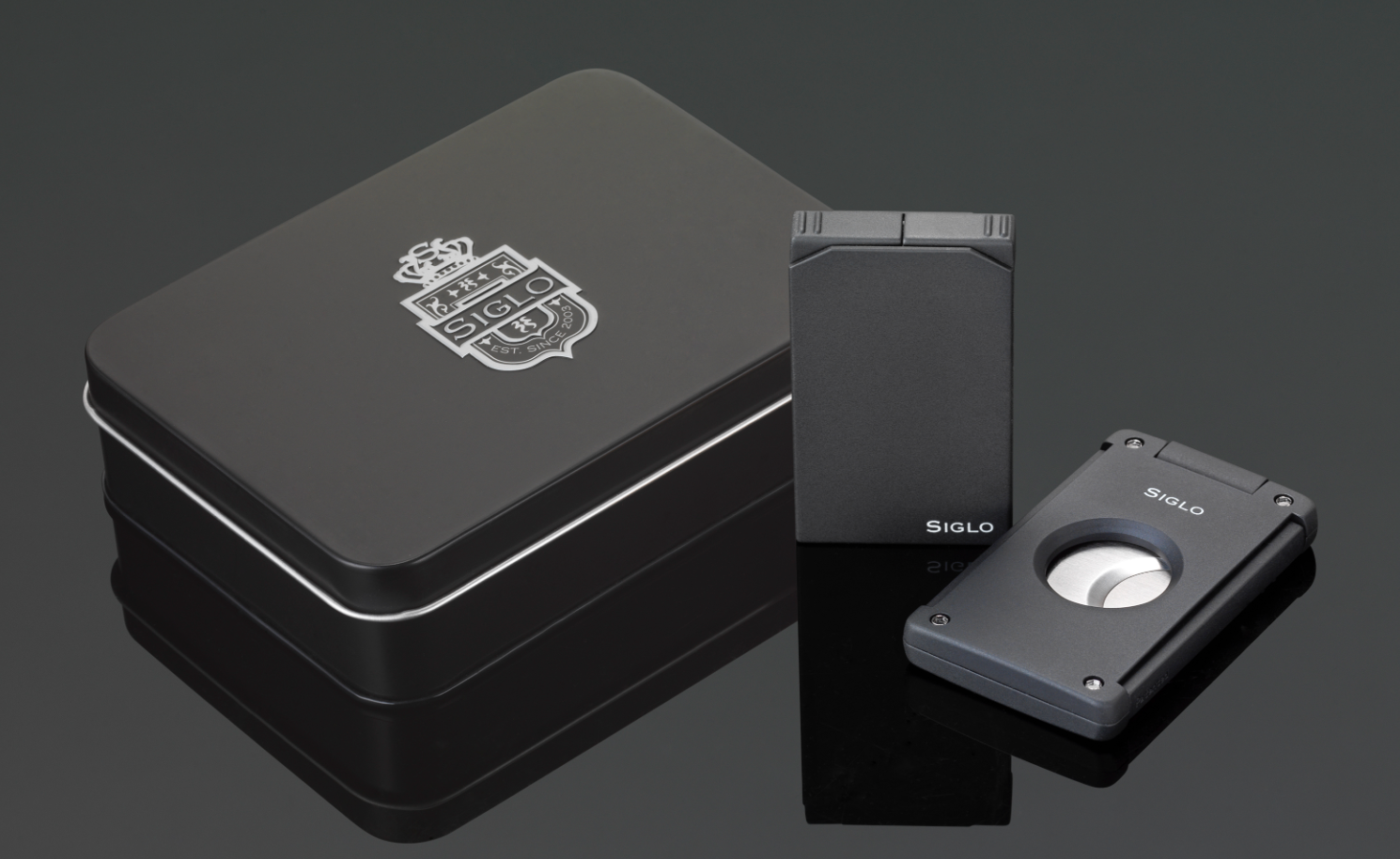 PCC Siglo Lighter & Cutter Set Matt Black