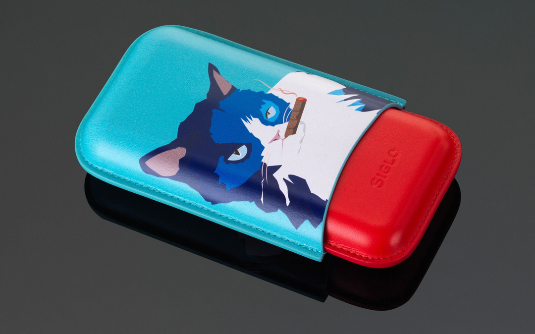 PCC Siglo Cat Cigar Case Blue & Red