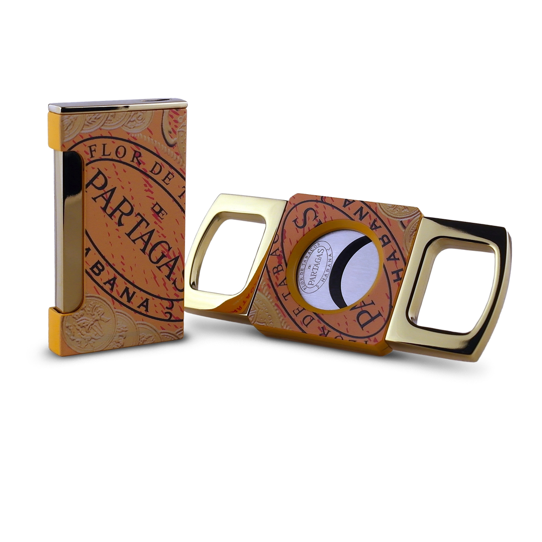 Partagás cigar cutter and lighter set
DKI cigar accessory set with torch lighter
Stainless steel double blade cigar cutter
Premium Partagás cigar gift set
Luxury cigar accessories in stainless steel and bronze