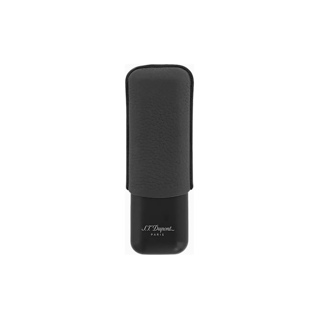 S.T. Dupont Black Grained And Chrome Double Cigar Case