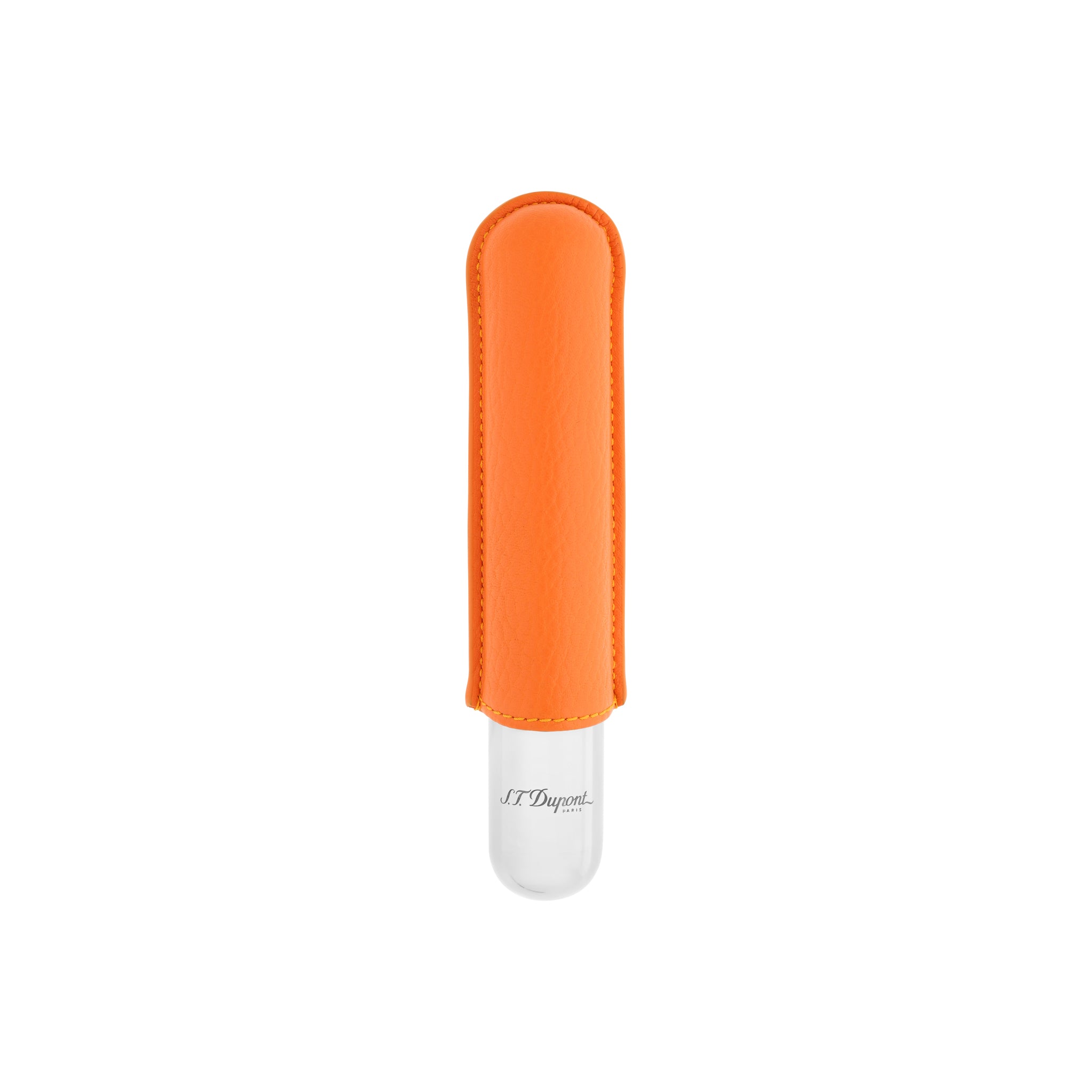 S.T. Dupont Orange And Chrome Single Cigar Case – No6Cavendish