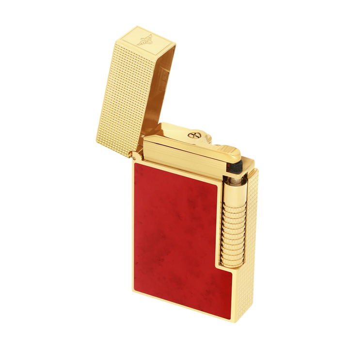S.T Dupont Cigar Lighter Le Grand Dupont Lacquered Savoir-Faire Popote Red open