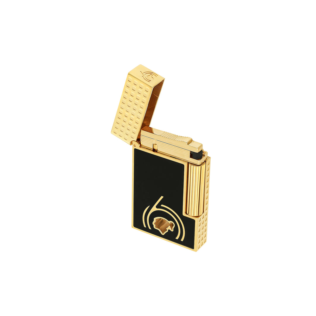S.T. Dupont Cohiba 60th Anniversary Ligne 2 Cling lighter
Black lacquer Ligne 2 lighter with gold finishes
Luxury Cohiba lighter with double yellow flame
S.T. Dupont x Cohiba collector lighter
Ligne 2 Cling lighter with Cohiba checkerboard guilloché pattern