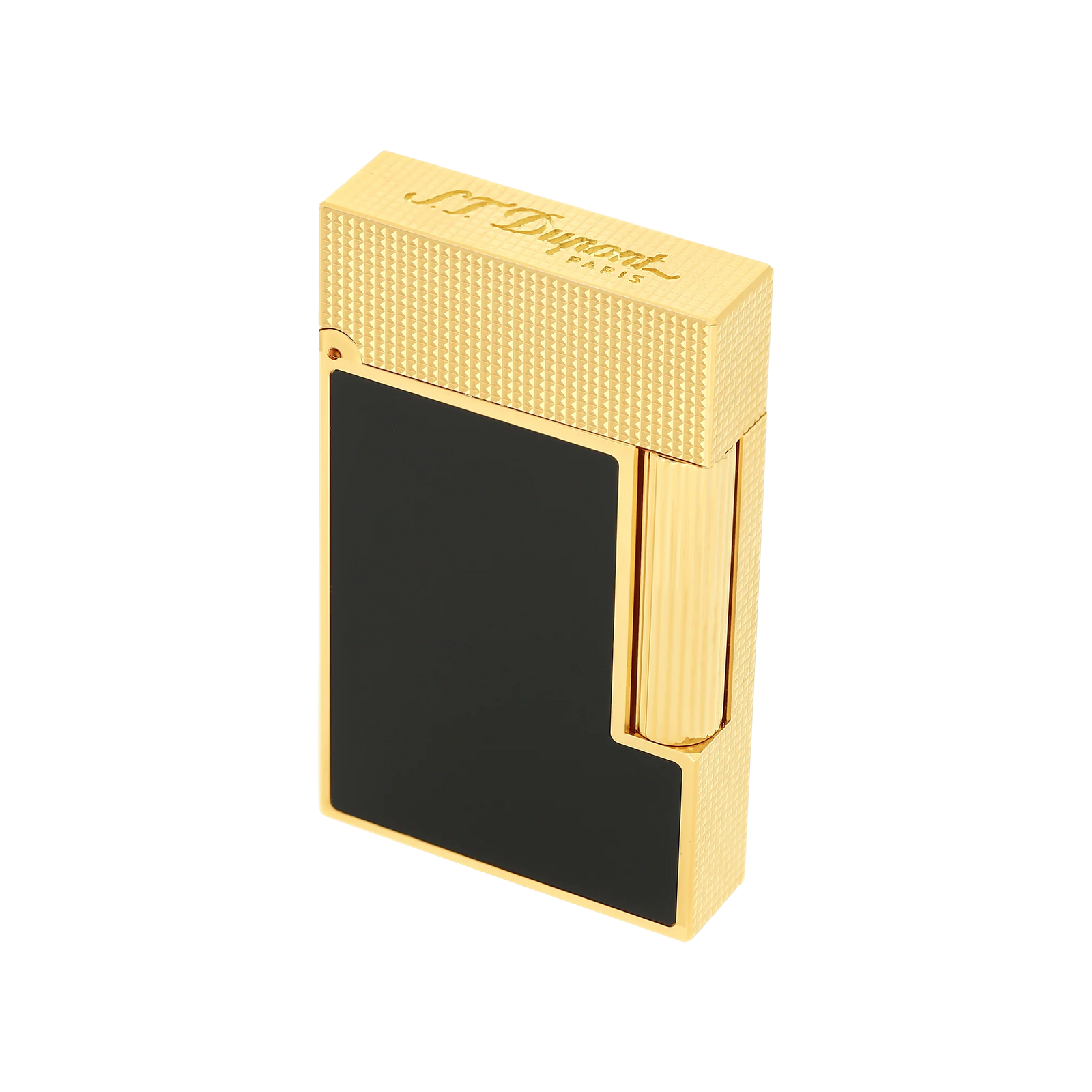 S.T Dupont Ligne 2 Lighter Microdiamond Head Yellow Gold and Matte Black Lacquer